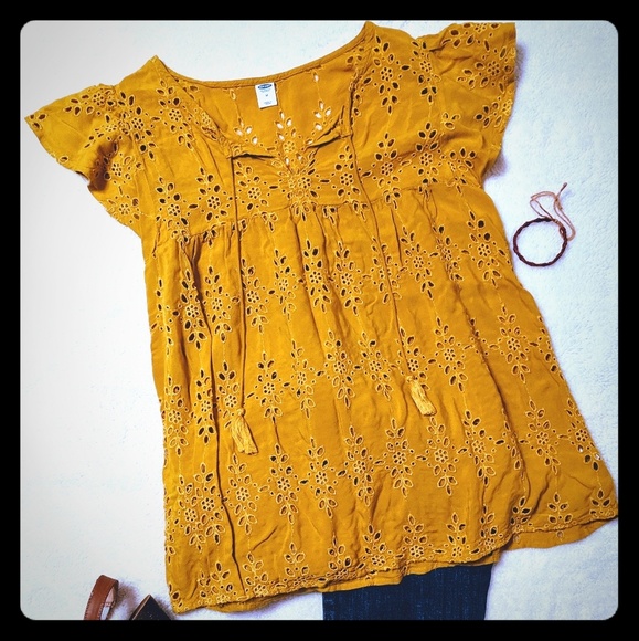 Women's mustard yellow cap sleeve top - Picture 1 of 5